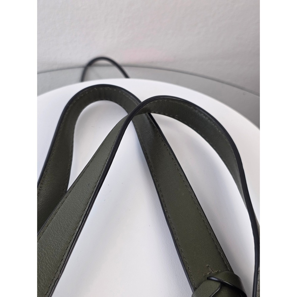Tory Burch McGraw Mixed-Materials Tote Olive Green Leather Suede Gold Chain Bag - Picture 12 of 16